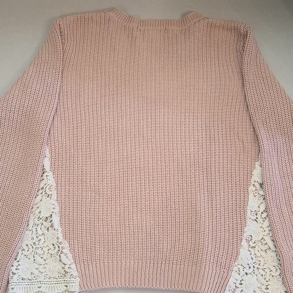 Forever 21 Blush Colored Knit Sweater with Lace Cut Outs - Picture 9 of 9